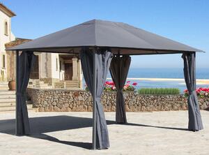 Padiglione da giardino in metallo Nizza 3x4m grigio con 4 pannelli laterali Tenda per feste