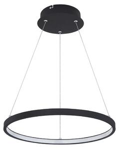 Lampada a sospensione LED, design ad anello, nero opaco, opale, 38,5 cm