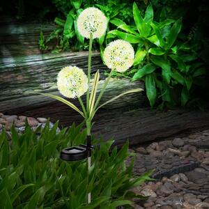 Lampada solare a LED, soffione giallo, acciaio inossidabile, H 75 cm