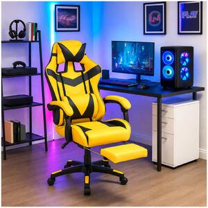 Sedia da gioco ergonomica con poggiapiedi Design racing in giallo-nero