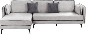 BELIANI Divano ad angolo rivestimento in velluto grigio chiaro gambe in metallo lato destro schienale regolabile cuscini extra design moderno