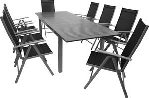DEGAMO Set da giardino BAJAZZO 9 pezzi, alluminio grigio, resistente alle intemperie