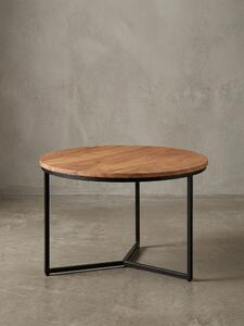 Tavolino in legno di acacia, design elegante, spazio contenitivo, robusta struttura in ferro. 60x60x38 cm | Kadima Design