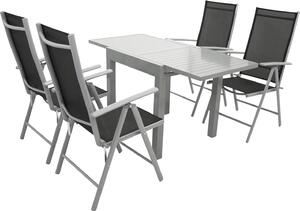 DEGAMO Set da giardino TIRANA 5 pezzi, alluminio grigio argento resistente alle intemperie