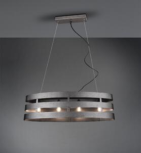 Lampada a sospensione ovale a 4 fiamme con paralume in metallo color argento 80cm - Lampade da tavolo