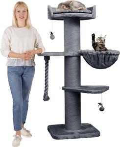 HAPPYPET Premium Tiragraffi per gatti di grossa taglia "Cooper" – Tiragraffi alto 150 cm, tiragraffi per Maine Coon, sisal naturale, tronchi di 20 cm di spessore - Grigio