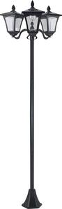 Lampada solare da giardino 842-109, lampada da giardino con 3 fiamme, acciaio inox, nero, 51,5 x 47 x 182,5 cm