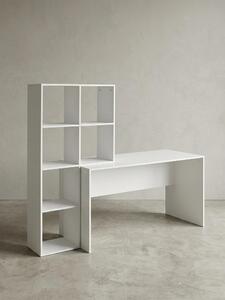 Ampia scrivania con scaffale, design purista, rivestimento in resina melamminica. 170x59x144 cm | Kadima Design