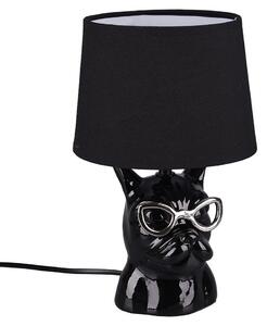 Lampada da tavolo, aspetto cane, Vetroceramica, tessuto nero, H 29 cm