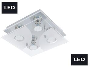 Nuova plafoniera LED plafoniera 4 fiamme vetro cromo Eglo lampada apparecchio