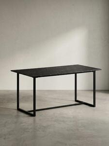 Tavolo da pranzo 200x90x76 cm, tavolo da cucina nero effetto marmo, moderno, tavolo da pranzo grande, tavolo da pranzo rettangolare, tavolo da pranzo con gambe in metallo
