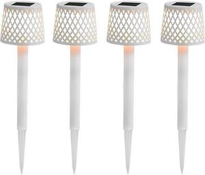 Luce LED per esterni batteria solare - 4 pezzi - 39 cm di altezza picchetto di terra IP44 3000 K Moderna senza fili portatile bianca Lampada da giardino per esterni