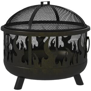 Outsunny cesto antincendio con griglia parascintille per giardino BBQ