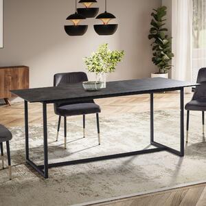 FineBuy, tavolo da pranzo 180 × 90 cm – piano in vetroVetroceramica nero – tavolo da pranzo moderno con struttura in metallo – resistente ai graffi, al calore e facile da pulire