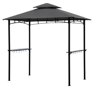 Sekey Gazebo per barbecue Gazebo da giardino Gazebo da balcone Tenda per barbecue UV50+ con ripiani Tetto doppio 245 x 150 x 250 cm