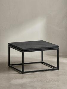 Tavolino da salotto 60x60x35 cm in legno massello di mango / metallo nero Tavolino quadrato, tavolino da salotto di design con venature naturali del legno, tavolino da caffè per soggiorno moderno