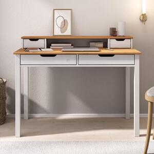 Scrivania RAUL con 4 cassetti in legno massiccio, rovere / bianco - scrivania per ufficio con spazio di archiviazione e nicchia, scrivania per ufficio in casa, scrivania per PC con unità superiore