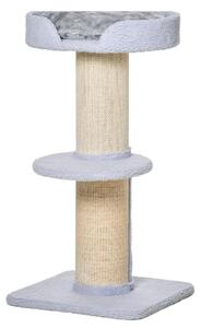 PawHut Tiragraffi per gatti con piattaforma, sisal e peluche, azzurro