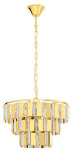 Lampadario A Sospensione Moderno Erseka Acciaio Ottone Cristallo 5 Luci E14