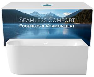 Set completo Calmwaters per vasca da bagno a parete 180x80 cm Seamless Comfort, design senza giunture, premontato con gonnellino e scarico a scomparsa, versione a sinistra, EU, acrilico, 02SL6224