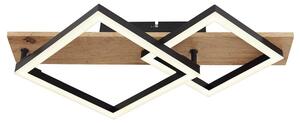 Lampada da soffitto a LED, metallo, effetto legno, nero, L 47,5 cm