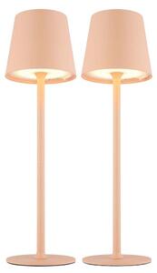 2x Lampada da tavolo a LED per esterni, batteria ricaricabile, touch dimmer, color pesca, H 36 cm