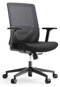 Sedia da ufficio Yaasa Chair Lite, ergonomica, nera – Portata 120 kg – Supporto lombare – Braccioli 1D – Schienale regolabile