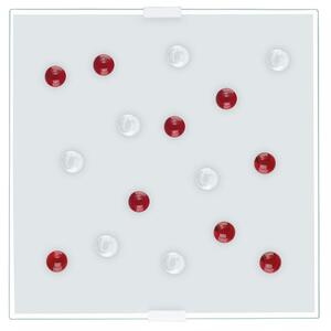 Lampada da soffitto a LED di design con elementi in vetro rosso, modello SANTIAGO 1