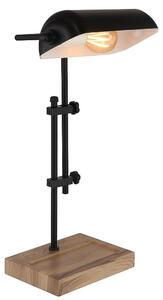 Lampada da tavolo a LED, nera, effetto legno, regolabile in altezza, H 50 cm