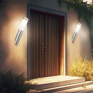 2 lampade da parete, acciaio inossidabile, con sensore di movimento, grado di protezione IP44, altezza 40 cm