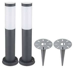 2 lampade da terra, acciaio inossidabile antracite, picchetto da terra