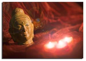 Pannello decorativo a LED, Buddha con candele, lunghezza 45 cm