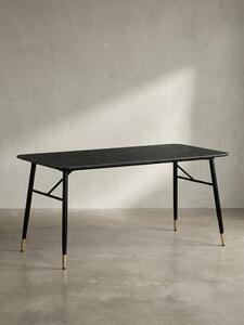 Tavolo da pranzo 200x90x76 cm, nero effetto marmo, moderno, tavolo da cucina grande, tavolo da pranzo rettangolare, tavolo da pranzo con gambe in metallo