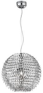 Lampada a sospensione a LED, a forma di sfera, cromata, diametro 30 cm