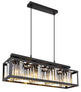 Lampada a sospensione a LED metallo nero, cristalli di vetro fumo H 120 cm