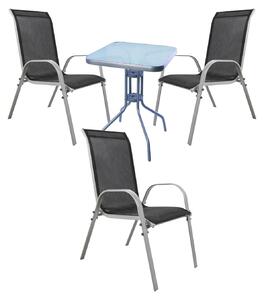 Set da bistrot, 4 pezzi, grigio argento/nero
