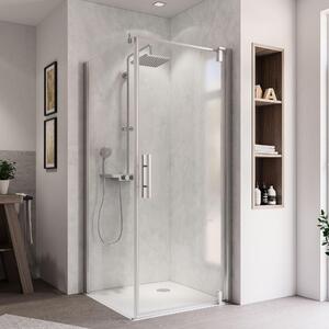 Breuer Europa Design porta a battente (battente destro) per pannello laterale alluminio effetto cromo vetro trasparente 900 mm