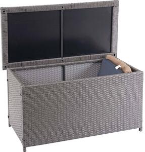 Contenitore per cuscini in polyrattan MCW-D88, cassapanca da giardino ~ Basic grigio, 51x115x59 cm, 250 l