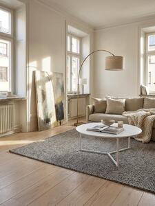 Tavolino di design in legno MDF bianco opaco con struttura in metallo ø 80 cm, tavolino da salotto laccato, tavolino da divano moderno, tavolino da caffè rotondo, tavolino da salotto
