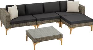 Tectake® Rattan Lounge Konstanza con telaio in alluminio e pregiata lavorazione in vimini