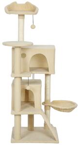 Torre per gatti PawHut da 140 cm con amaca, scaletta, cuccia e palline di peluche