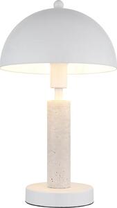 Lampada da tavolo a LED, bianca, pietra di travertino, H 34 cm