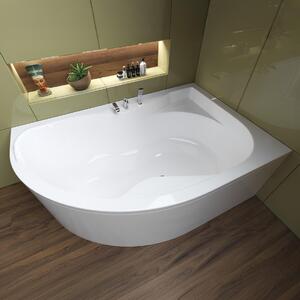 Vasca da bagno angolare 170x110 destra con grembiule in acrilico, set di scarico e piedini GRATIS | Set completo 4in1 Vasca da bagno originale in acrilico Siphon | BADLAND DORA