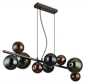 Lampada a sospensione a LED, globi di vetro, grigio, 9 fiamme, H 120 cm