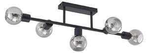 Lampada da soffitto Lindby Biscala, 5 luci, nero/fumo, E14