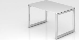 Scrivania Pavo | grigio | struttura argento | LxP 120x80cm | altezza di lavoro 65-85cm | regolabile in altezza, griglia di 1cm | struttura quadrata con gambe a O | forma rettangolare con piano flottante