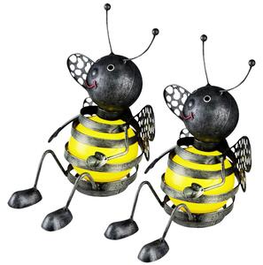 Set da 2 lampade solari a LED per esterni, a forma di ape, giallo e nero, altezza 25 cm