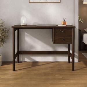 Scrivania MARLO con 2 cassetti in legno massiccio, colore noce - Scrivania in legno con spazio di archiviazione, design minimalista, piano del tavolo con bordi ammorbiditi, legno di pino massiccio