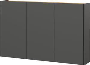 Armadio per scarpe, dimensioni 138x87x25 cm, con 3 ante e 9 ripiani, colore grafite/noce