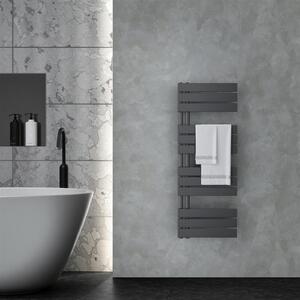 VILSTEIN radiatore elettrico per bagno, radiatore per asciugamani aperto lateralmente, asciugatore per bagno, radiatore a parete, scaldasalviette per bagno, radiatore per asciugamani, nero, 120x45 cm